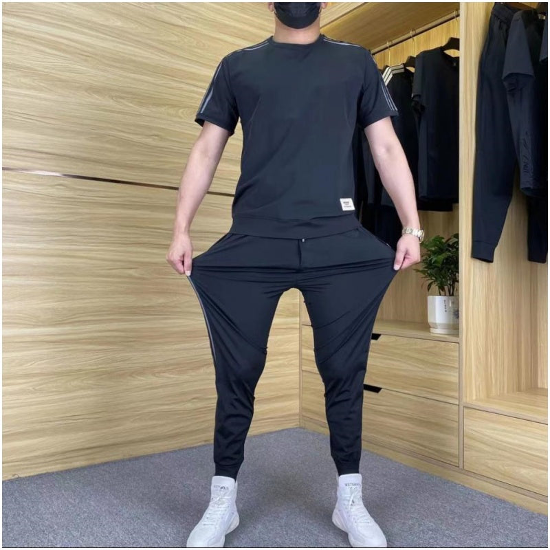 🎉🛍️55% de réduction🔥Ensemble 2 pièces haut à manches courtes et pantalon de jogging extensible pour homme