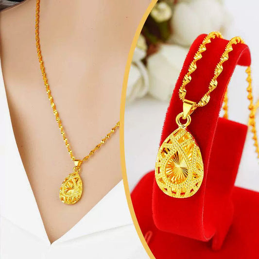 💧55% de réduction🌙Collier élégant en alliage doré avec pendentif en forme de goutte d'eau