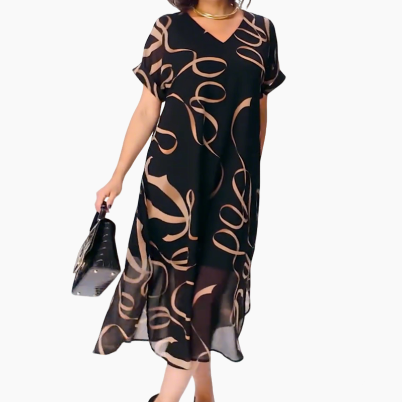 🎁2025 Meilleures ventes🌟Robe midi fluide avec décolleté en V(🔥53% de réduction)