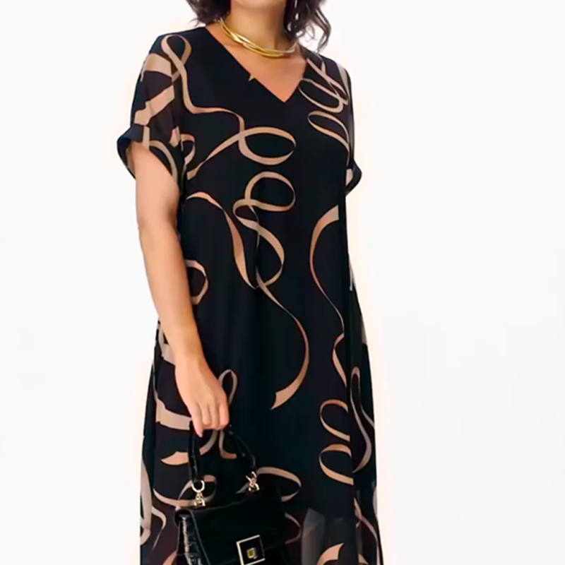 🎁2025 Meilleures ventes🌟Robe midi fluide avec décolleté en V(🔥53% de réduction)