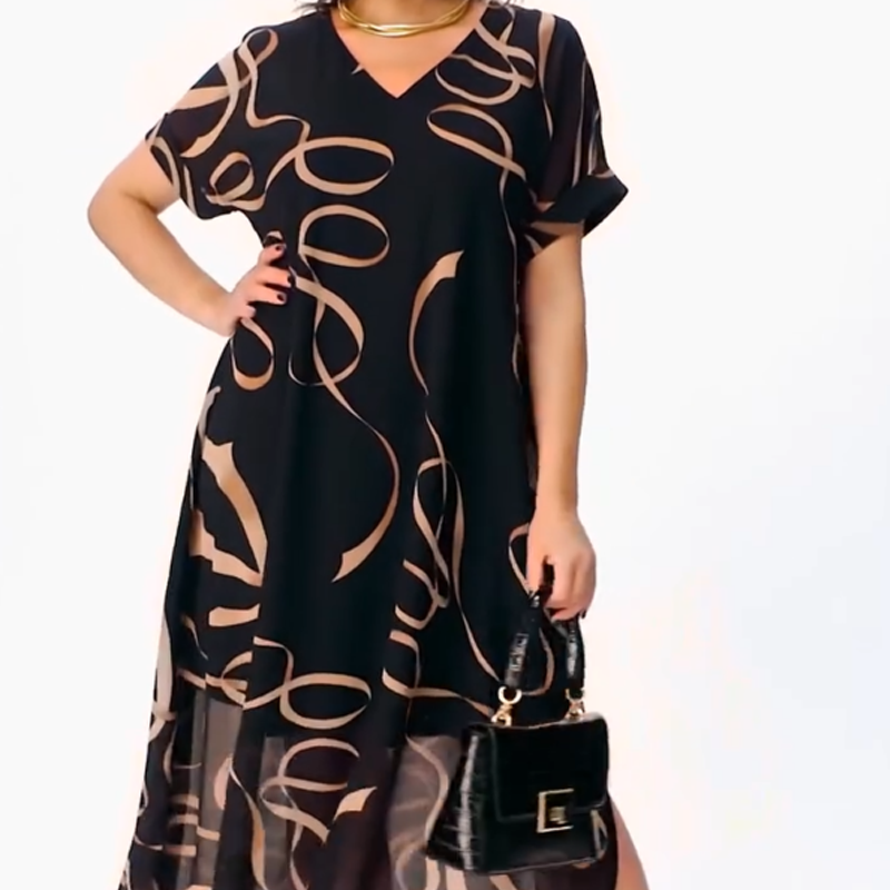 🎁2025 Meilleures ventes🌟Robe midi fluide avec décolleté en V(🔥53% de réduction)