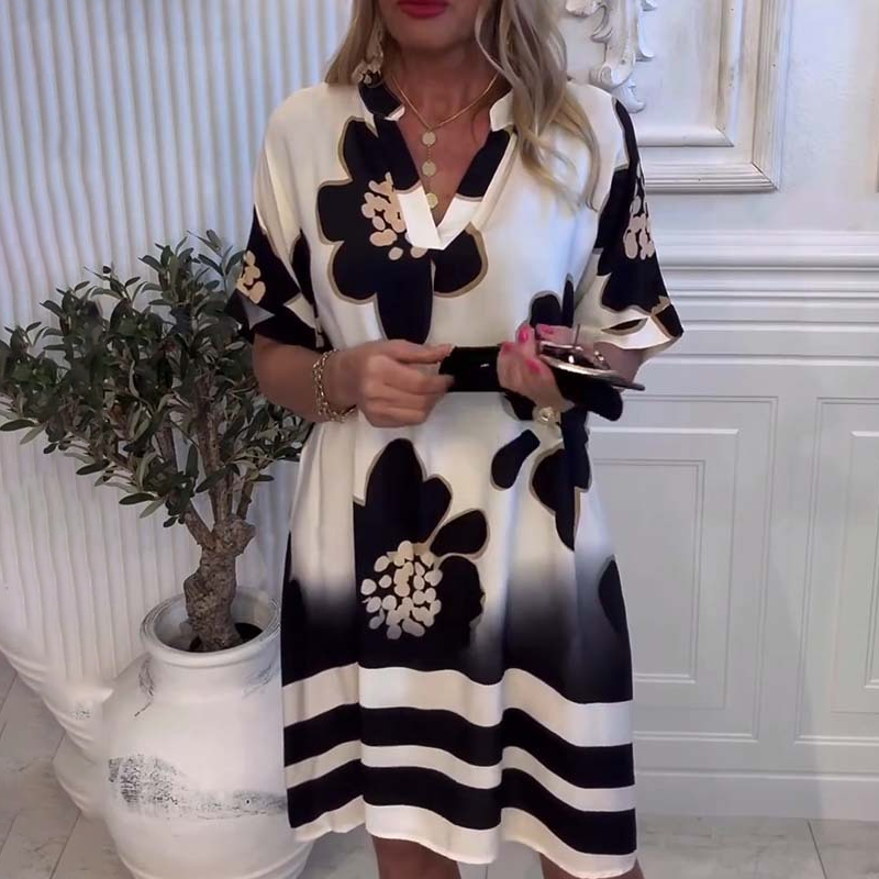 ✨️Best-seller de l'été👗Robe ample imprimée à col en V profond pour femme(🔥55% de réduction)