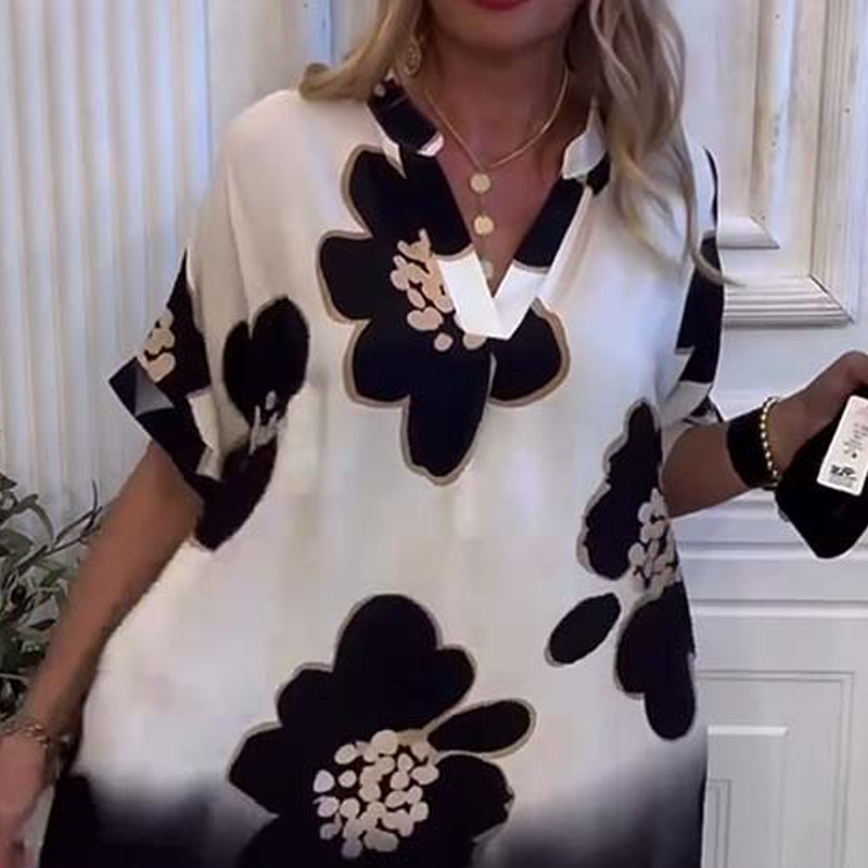 ✨️Best-seller de l'été👗Robe ample imprimée à col en V profond pour femme(🔥55% de réduction)