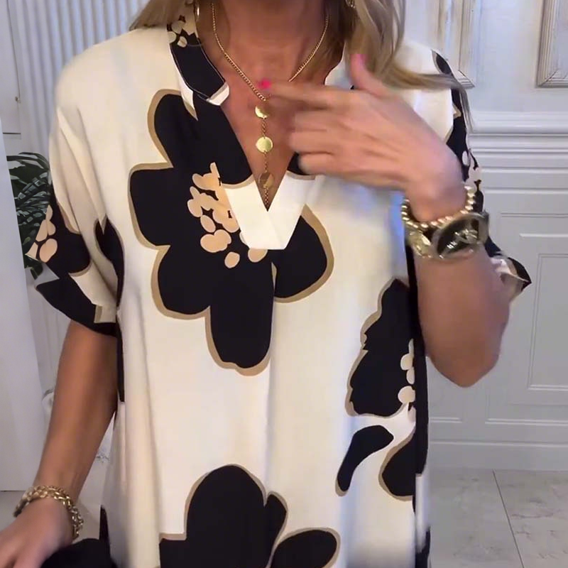 ✨️Best-seller de l'été👗Robe ample imprimée à col en V profond pour femme(🔥55% de réduction)