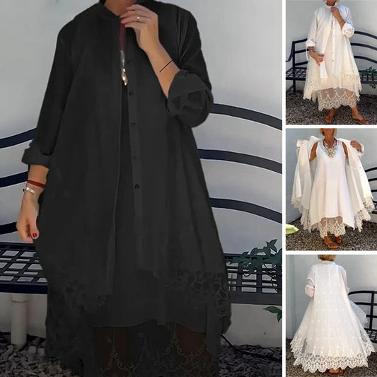🔥2025 Best Seller de l'été🔥Ensemble robe sans manches et cardigan en dentelle pour femme