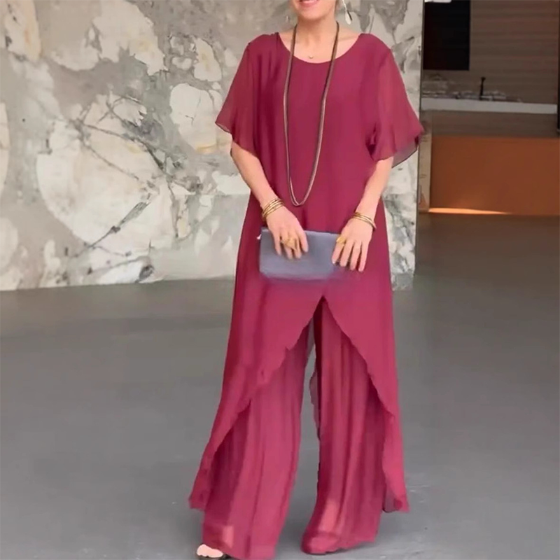 ✨️55% de réduction✨️Ensemble haut irrégulier et pantalon ample pour femme