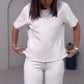 ✨55% de réduction✨Top uni pour dames avec manches courtes ＆ Ensemble deux pièces avec pantalon