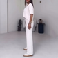 ✨55% de réduction✨Top uni pour dames avec manches courtes ＆ Ensemble deux pièces avec pantalon