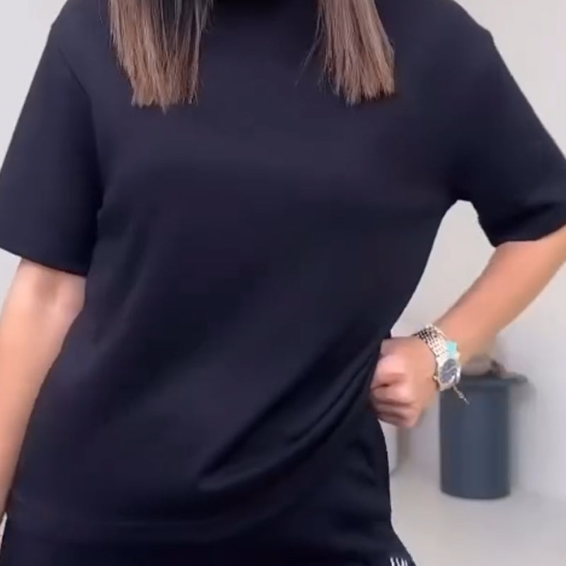 ✨55% de réduction✨Top uni pour dames avec manches courtes ＆ Ensemble deux pièces avec pantalon