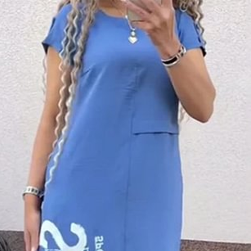 【S-4XL】👗Robe décontractée à manches courtes avec fente latérale et coupe ample pour femme