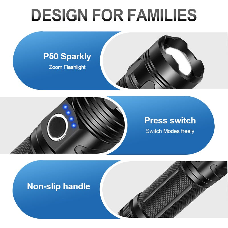 ⚡55 % de réduction🔦Lampe de poche d'extérieur portable multifonction avec zoom