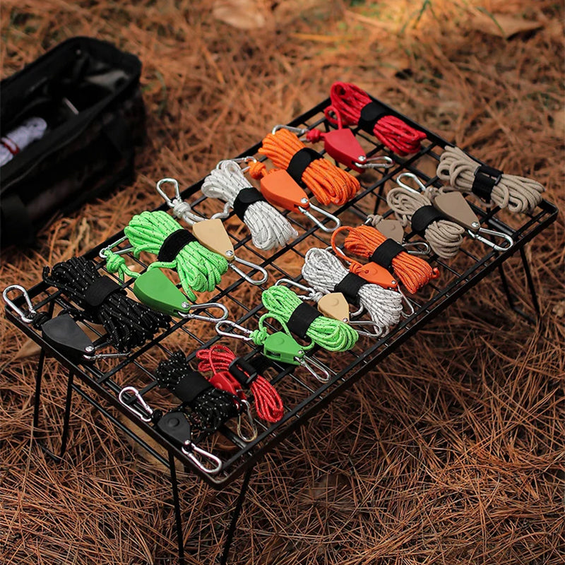 🔥55% de réduction🪢Bärbar Justerbar Fix Tält Hög styrka Snabb frigöring Remskiva Camping Rope 🌳(4 Pcs / Set)