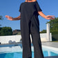 💃Meilleur vendeur - 55 % de réduction💃Ensemble d'un top et d'un pantalon décolletés unicolores