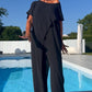 💃Meilleur vendeur - 55 % de réduction💃Ensemble d'un top et d'un pantalon décolletés unicolores