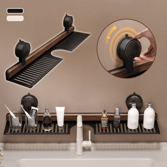 ✨Vente de nouveaux produits - 55 % de réduction✨Étagère de Salle de Bain à Ventouse en Noyer