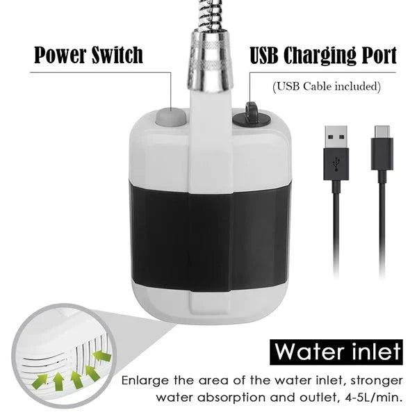 🚿Douche de camping portable à débit réglable – Pour un nettoyage facile et pratique à l'extérieur !✨