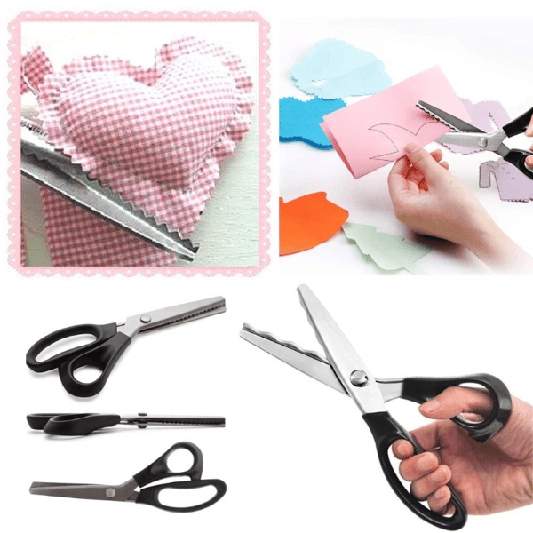 ✂️🧵 Ciseaux à bord zig-zag en acier inoxydable – Poignée ergonomique, anti-effilochage, coupez tissu, papier et cuir avec une finition propre, le couteau suisse des loisirs créatifs 🌸🎨