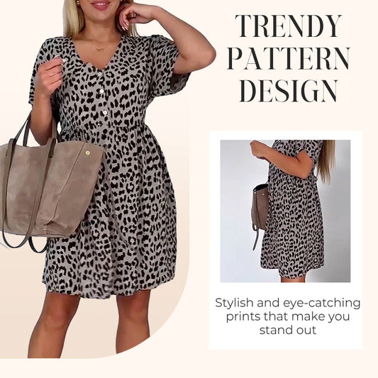 👗Robe décontractée à col en V et manches courtes👗