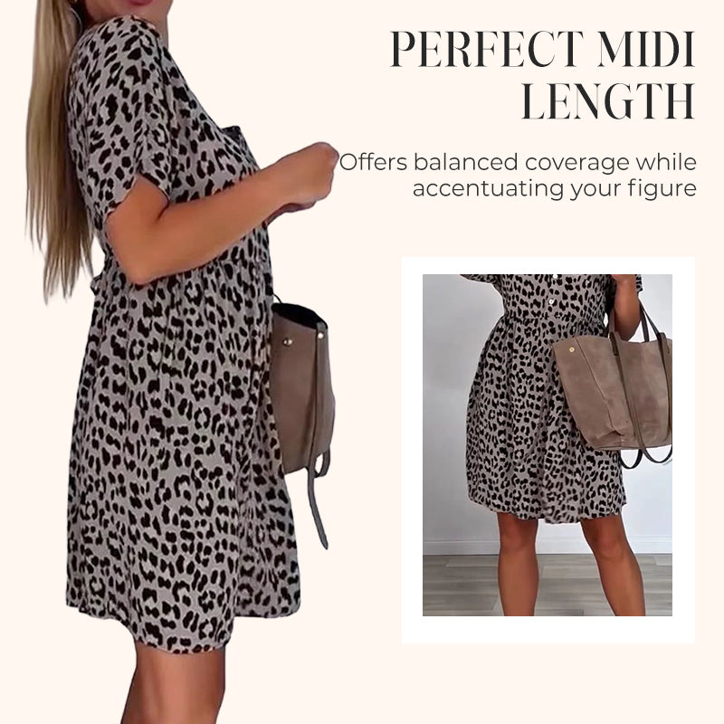 👗Robe décontractée à col en V et manches courtes👗