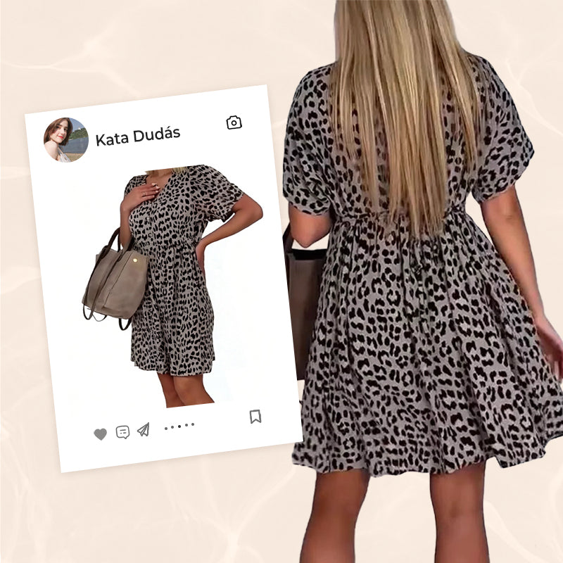 👗Robe décontractée à col en V et manches courtes👗