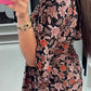 Robe longue imprimée à col en V et manches 3/4