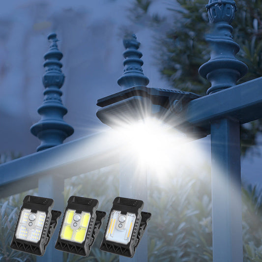 🌿 Lampe solaire à pince avec détecteur de mouvement – 2 achetées, 1 offerte ! Idéale pour votre jardin, votre balcon et votre terrasse ! 🏡✨