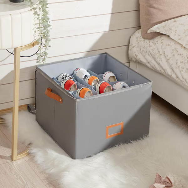 👟 50% DE RÉDUCTION! 🧺 Boîte de rangement en tissu pour chaussures – Pliable, respirante & anti-poussière – Idéale pour placard & chambre ✨