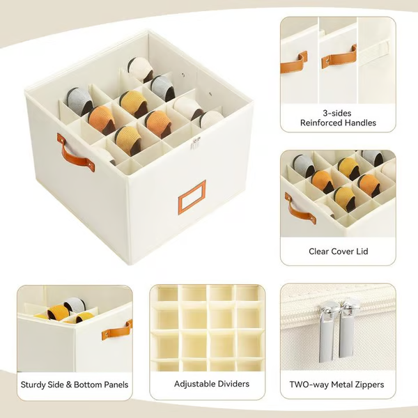 👟 50% DE RÉDUCTION! 🧺 Boîte de rangement en tissu pour chaussures – Pliable, respirante & anti-poussière – Idéale pour placard & chambre ✨