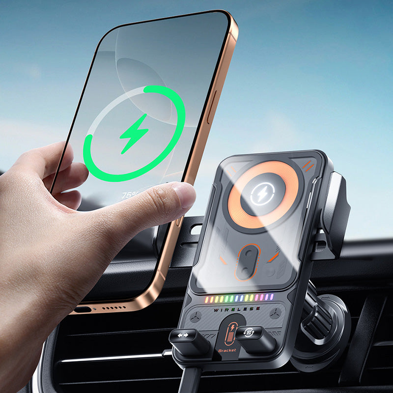 🚗60 % DE RÉDUCTION MAINTENANT ! 📱 Support de téléphone de voiture 2 en 1 et chargeur sans fil – Rotation à 360°, fixation robuste et charge rapide 🔋