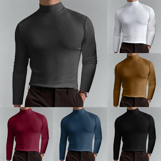 🔥55% de réduction🔥T-shirt à manches longues et col montant pour hommes