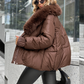 Promotion d'automne🍂Manteau matelassé tendance avec col en fausse fourrure