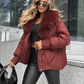 Promotion d'automne🍂Manteau matelassé tendance avec col en fausse fourrure