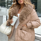 Promotion d'automne🍂Manteau matelassé tendance avec col en fausse fourrure