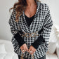 🎁Soldes automne 2025✨🖤Poncho femme ouvert sur le devant, motif pied-de-poule