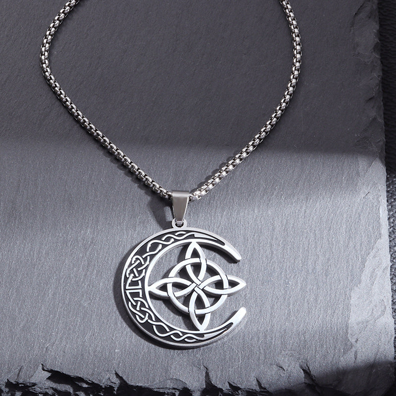 🔥 DERNIER JOUR – 60% DE RÉDUCTION !🌙 Collier Pendentif Lune Celtique – Acier Inoxydable, Unisexe & Symbolisme de Protection