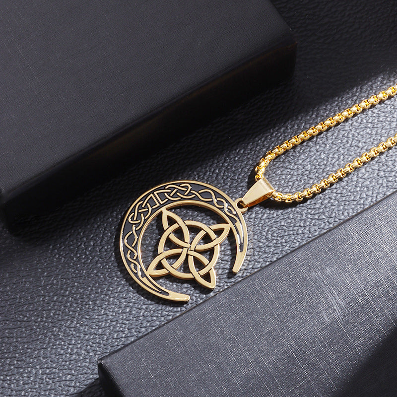 🔥 DERNIER JOUR – 60% DE RÉDUCTION !🌙 Collier Pendentif Lune Celtique – Acier Inoxydable, Unisexe & Symbolisme de Protection