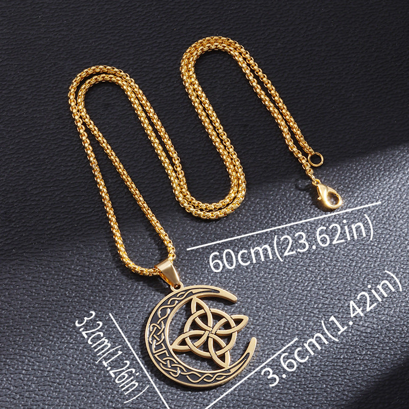 🔥 DERNIER JOUR – 60% DE RÉDUCTION !🌙 Collier Pendentif Lune Celtique – Acier Inoxydable, Unisexe & Symbolisme de Protection