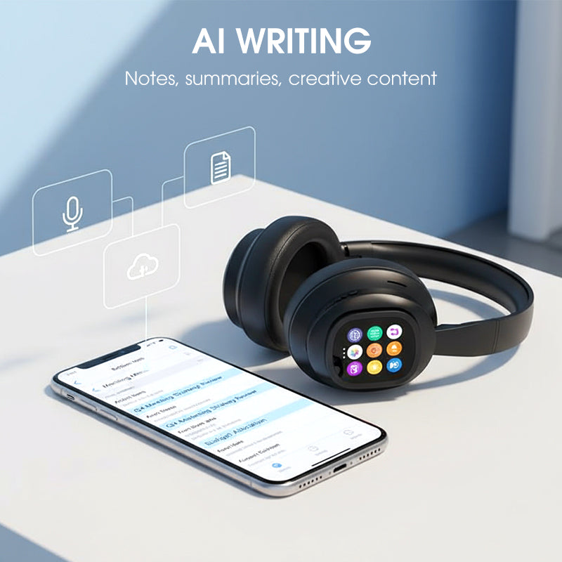 🎧 60% de réduction! ✨ Casque Bluetooth IA - Écran LCD intelligent et assistant vocal avec qualité sonore premium pour la musique et les appels 📱✨