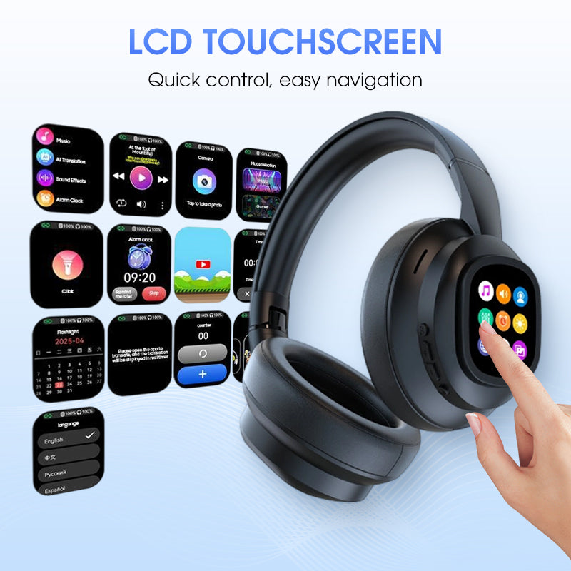 🎧 60% de réduction! ✨ Casque Bluetooth IA - Écran LCD intelligent et assistant vocal avec qualité sonore premium pour la musique et les appels 📱✨