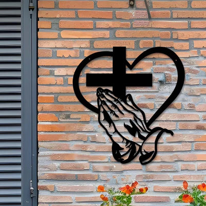 ✝️ Décoration Murale Chrétienne Cœur-Croix - Alliage Métallique Élégant, Symbole de Foi et d'Amour - Installation Facile, Idée Cadeau Significative