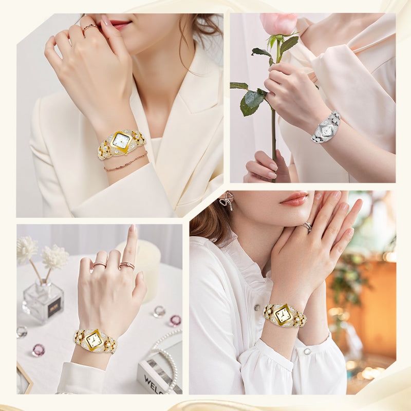 ⌚60% de réduction🔥Montre-bracelet rétro à quartz avec strass scintillants