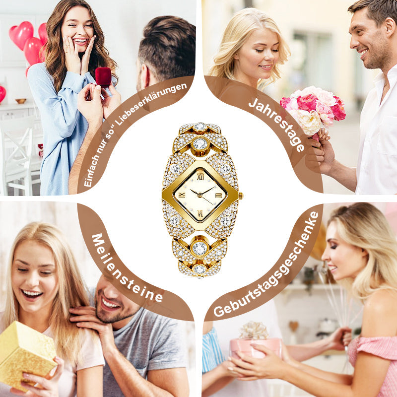 ⌚60% de réduction🔥Montre-bracelet rétro à quartz avec strass scintillants