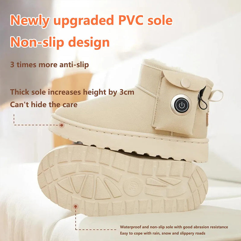 🔈🔈Promo exclusive✨❄️Bottes de neige chauffantes électriques rechargeables-💧Imperméabilisation recouverte de cuir+⚡réglage de la température en 3 étapes