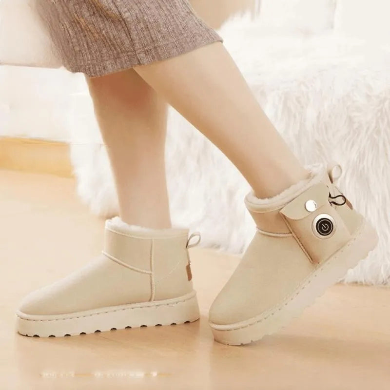 🔈🔈Promo exclusive✨❄️Bottes de neige chauffantes électriques rechargeables-💧Imperméabilisation recouverte de cuir+⚡réglage de la température en 3 étapes