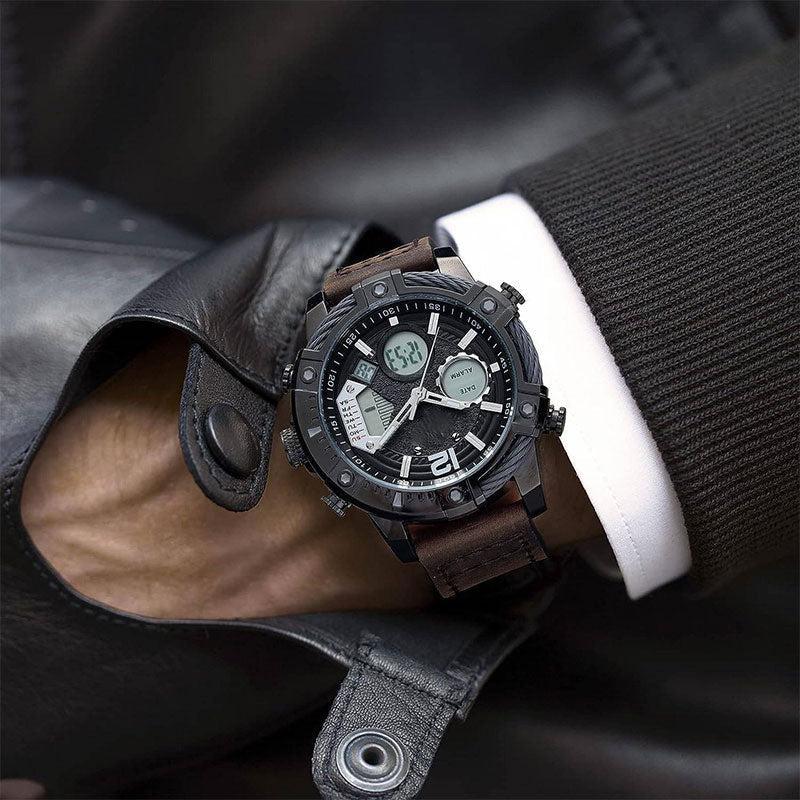 ⌚Montre de sport à quartz multifonctionnelle à double affichage pour homme, étanche à 3 ATM
