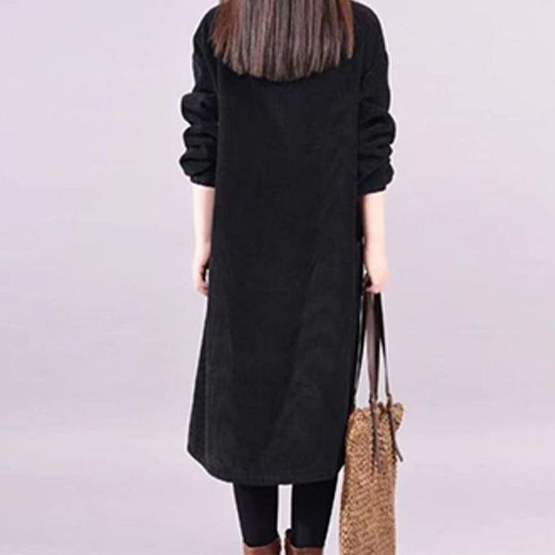 📢📢60 % de réduction !!!🎅👗 Robe Longue Femme en Velours Côtelé - Coupe Ample & Col Haut | Confort Douillet Absolu, Livraison Rapide 📦🍂