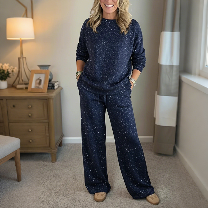 📢📢Offre du dernier jour - 60 % de réduction🔥Ensemble 2 pièces pour femme comprenant un pull à paillettes et un pantalon