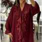 📢📢60 % de réduction !!!🎅Chemise à manches longues à col en V en mousseline et paillettes pour femmes