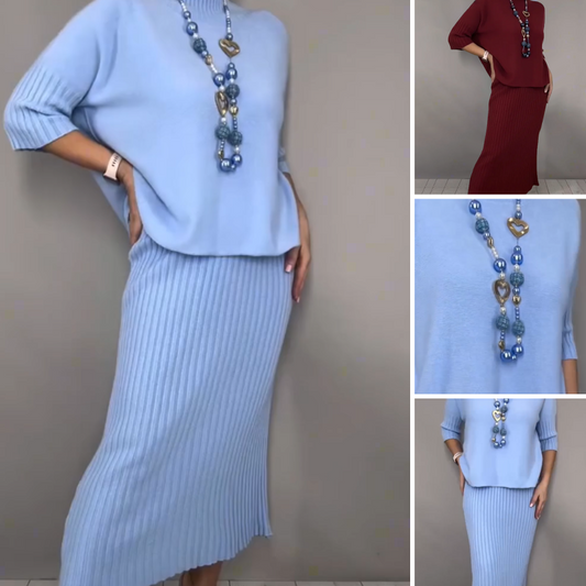 🔈🔈60% de réduction⏰Ensemble 2 pièces pull en maille élégant et jupe midi👚👗