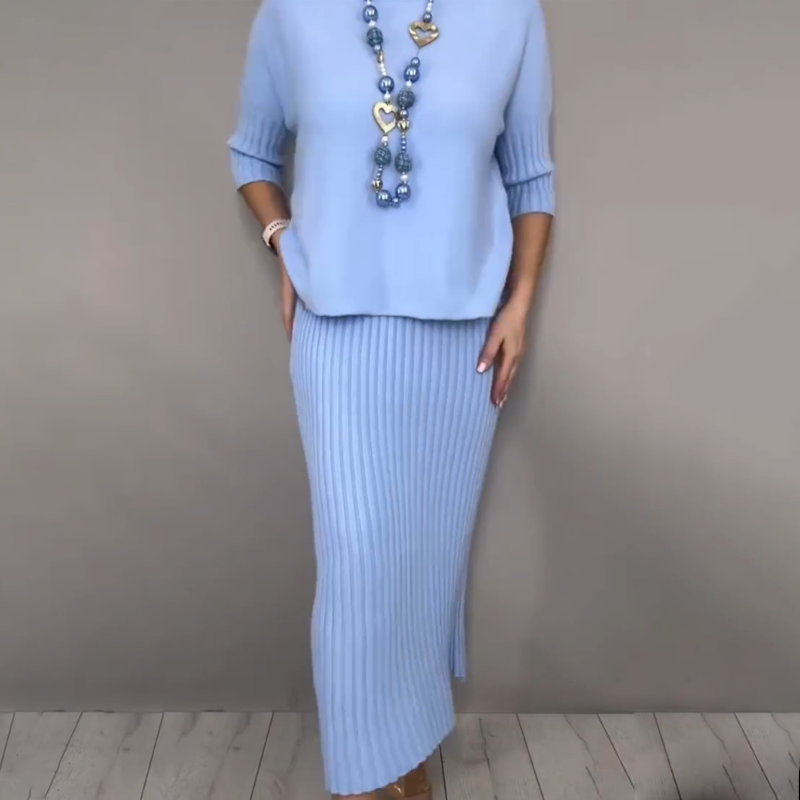 🔈🔈60% de réduction⏰Ensemble 2 pièces pull en maille élégant et jupe midi👚👗